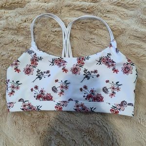 Lorna Jane White Floral Sports Bra Size M